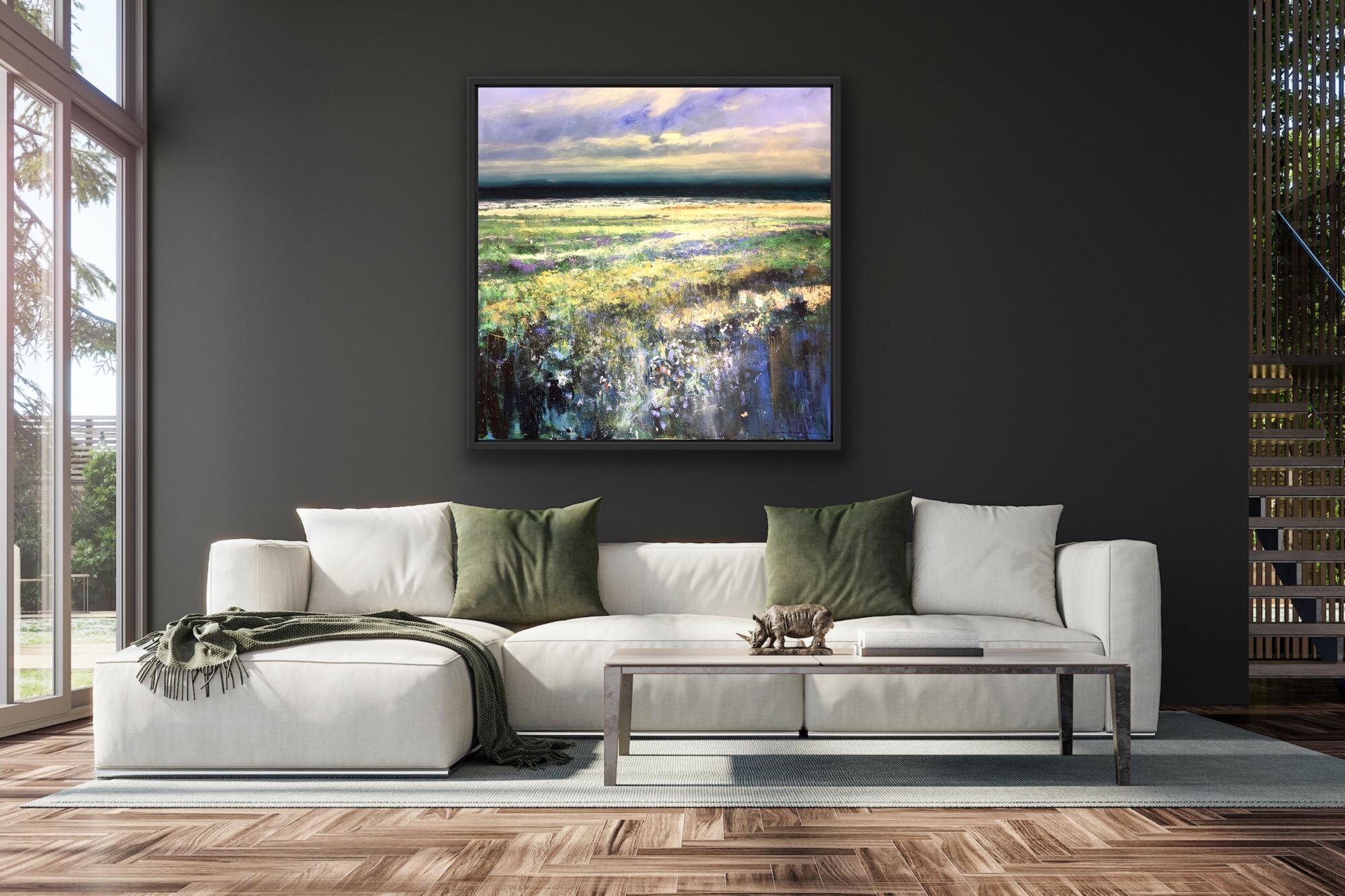 Norfolk Lavender, Original Landscape Painting, Gold Landscape Art, Norfolk Art For Sale 1