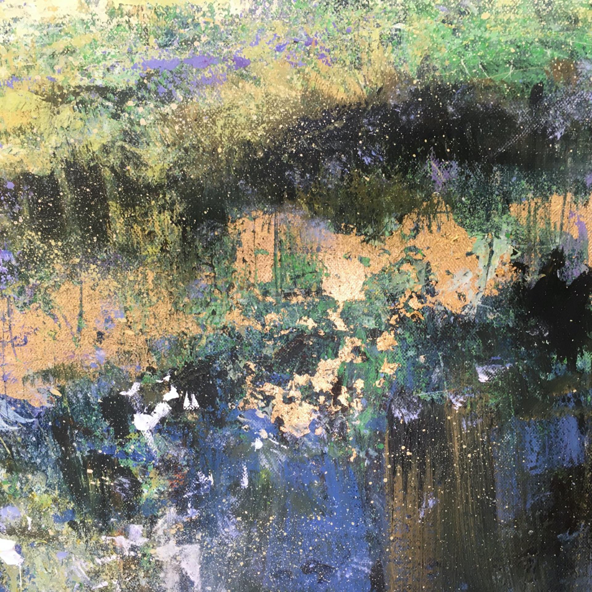 Norfolk Lavender, Original Landscape Painting, Gold Landscape Art, Norfolk Art For Sale 4