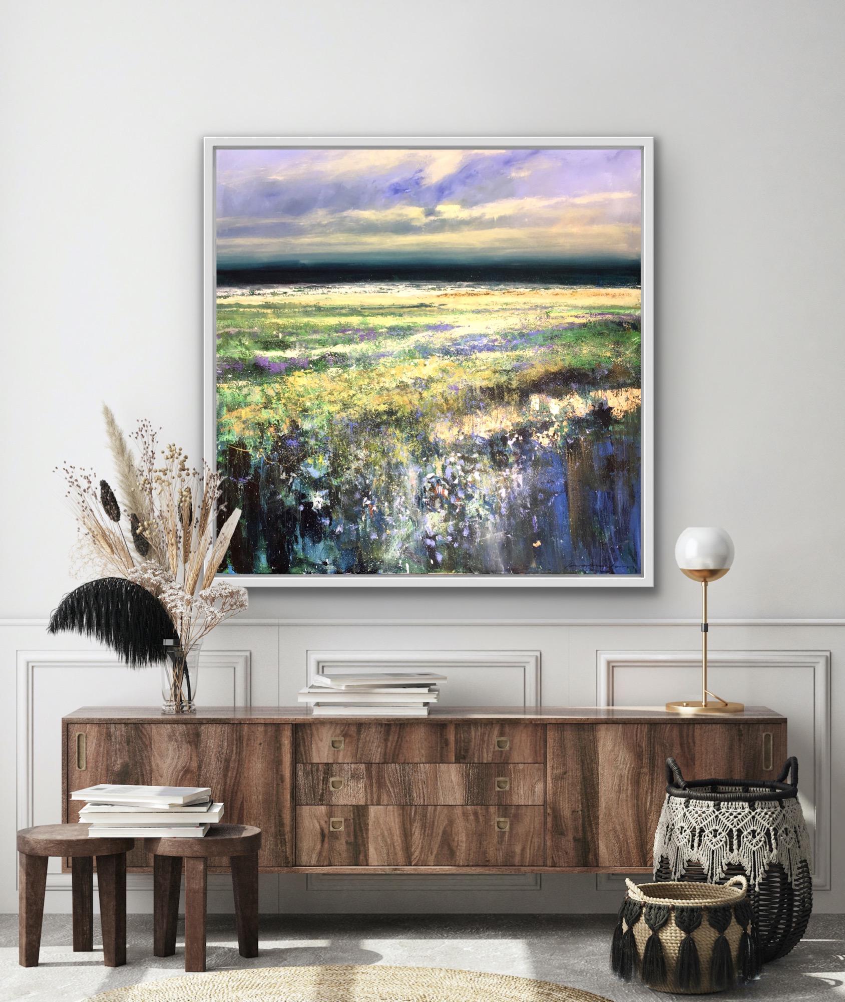 Norfolk Lavender, Original Landscape Painting, Gold Landscape Art, Norfolk Art For Sale 5