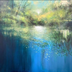 Reflecting Surface-original impressionism landscape painting- contemporary Art