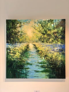 Woodland gold - landscape river oil painting modern impression figurative study