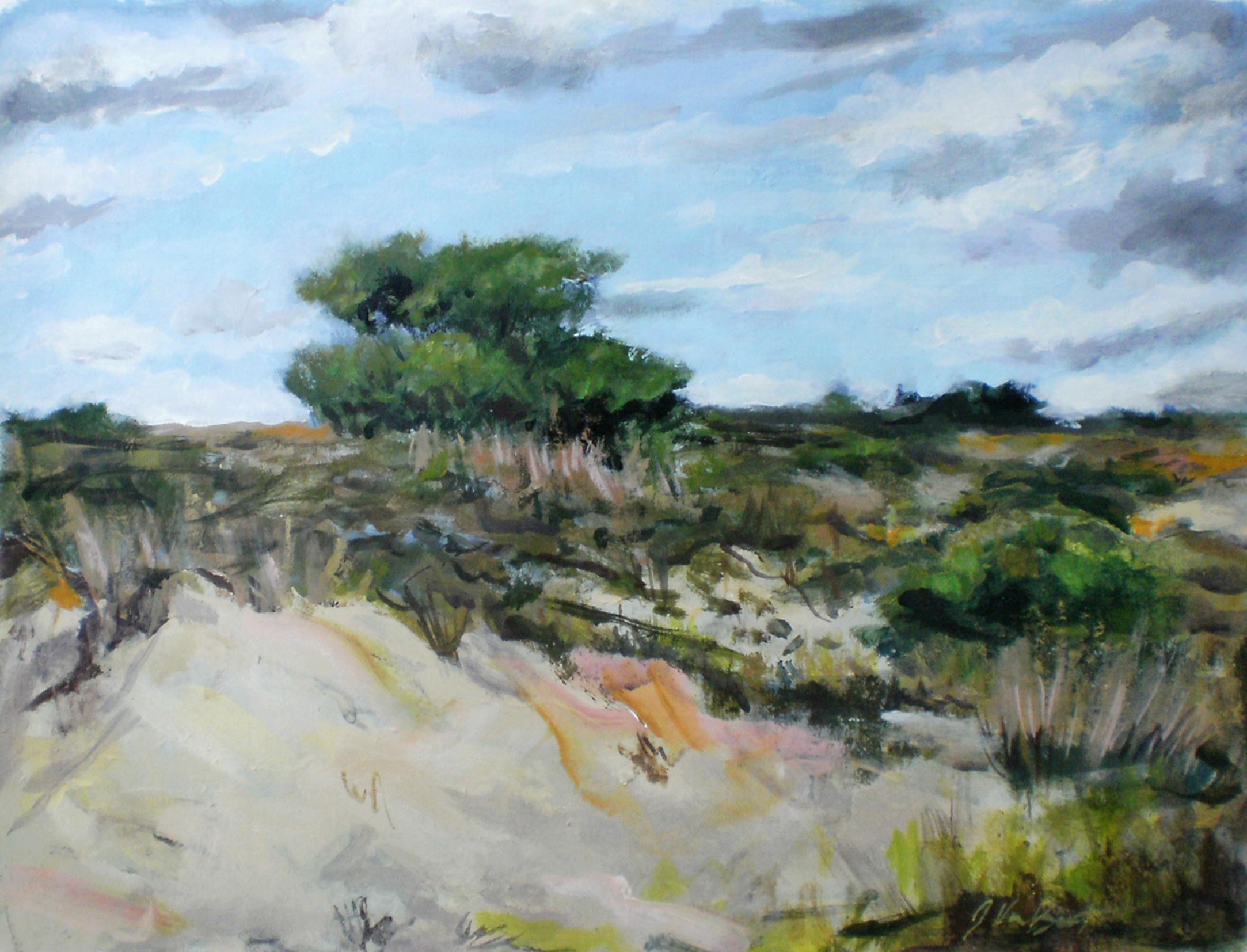 West End, peinture, acrylique sur papier - Painting de Jonathan Van Brunt