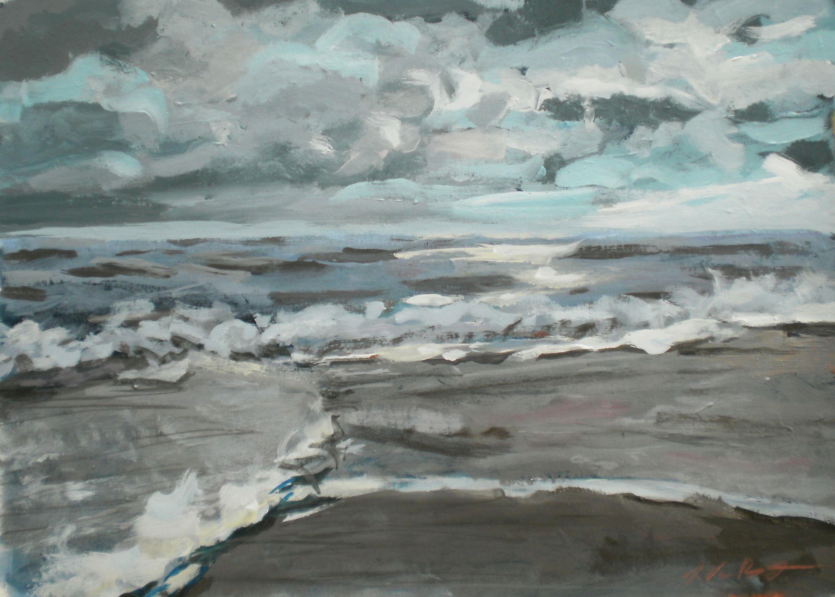 West End Surf, peinture, acrylique sur papier - Painting de Jonathan Van Brunt