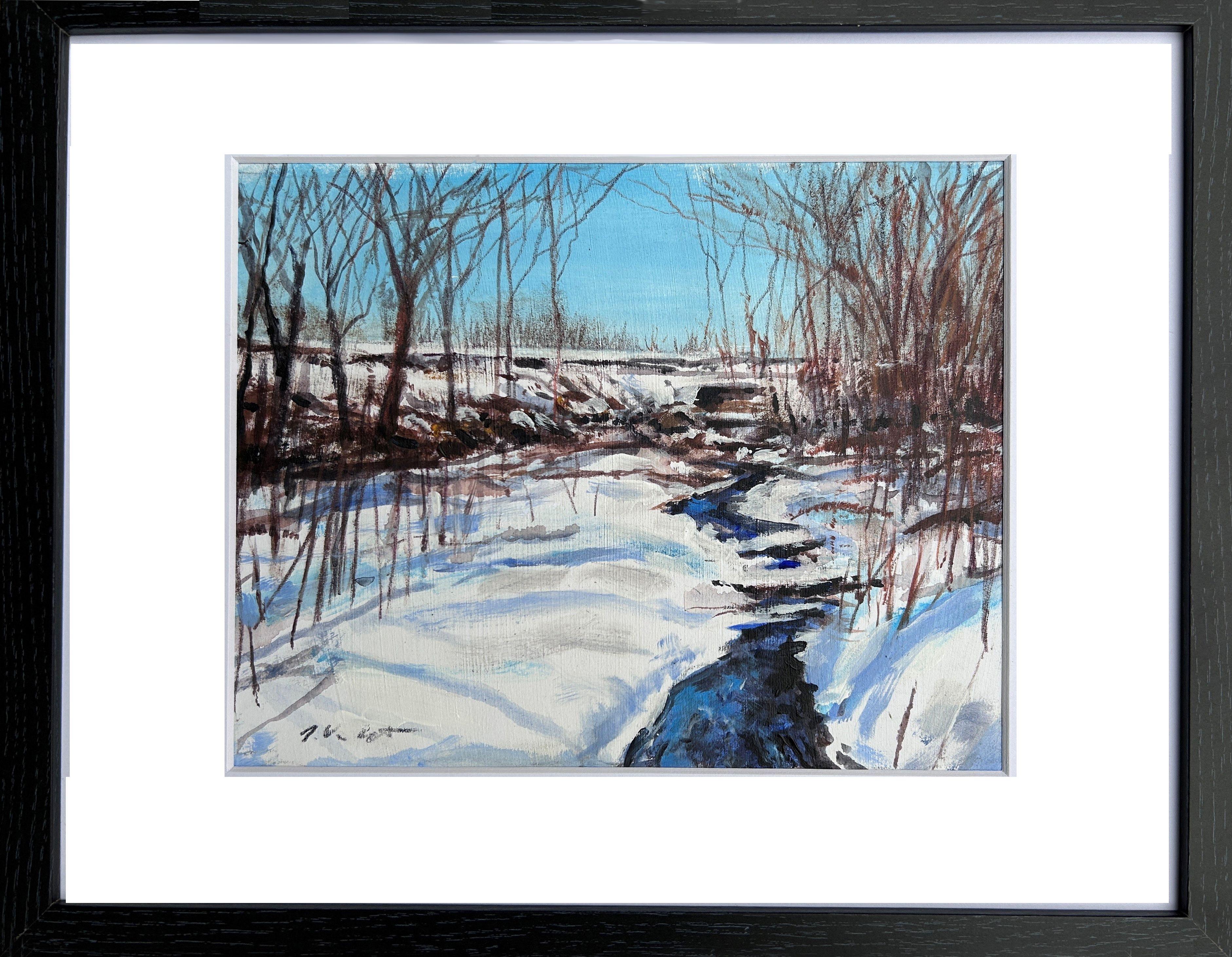A Winter, peinture, acrylique sur papier - Impressionnisme Painting par Jonathan Van Brunt