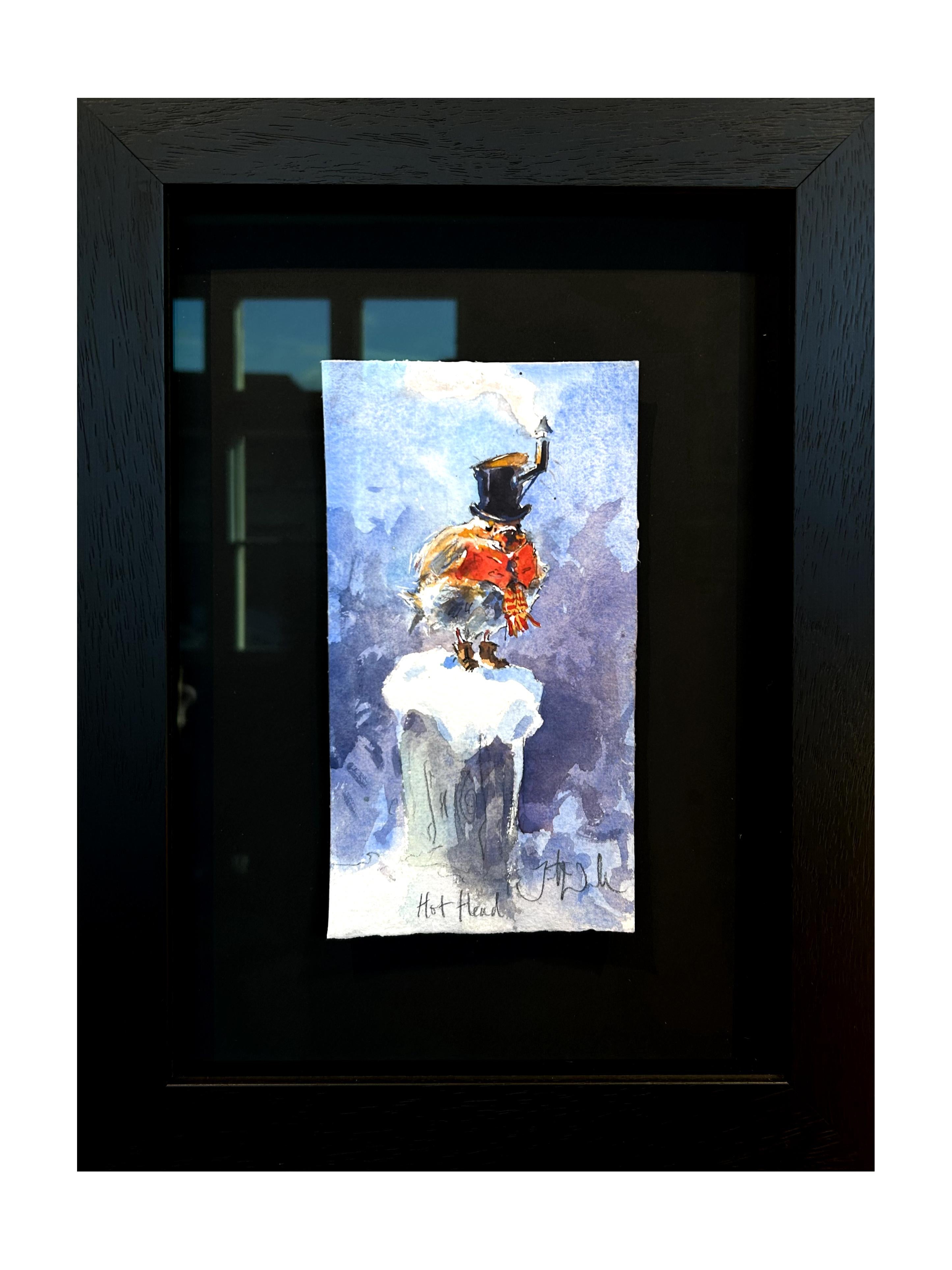 Hot Head, Original Watercolour Illustration - Painting by Jonathan Walker