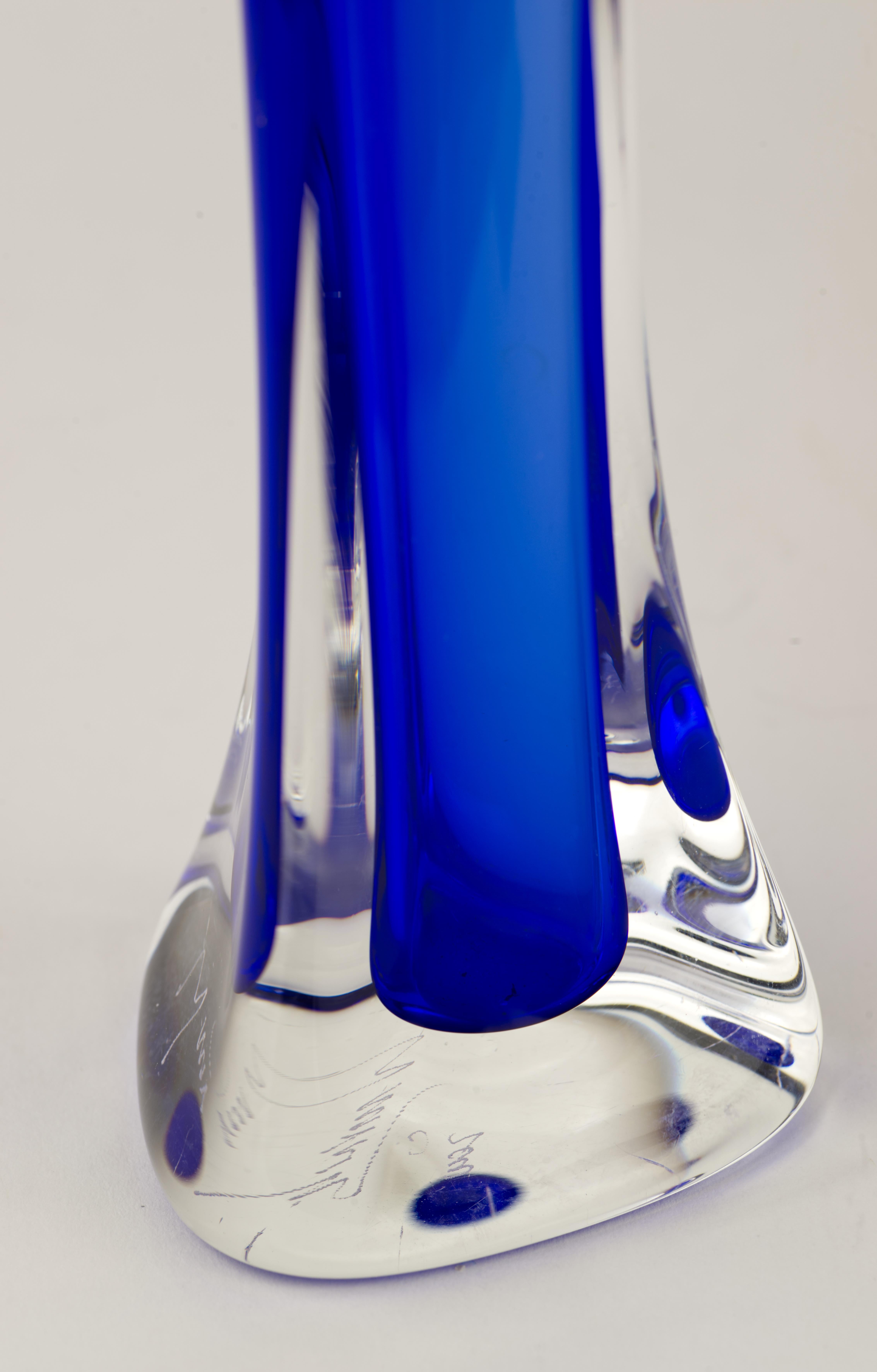 XXIe siècle et contemporain Vase Sommerso bleu cobalt, verre d'art américain de Jonathan Winfisky en vente