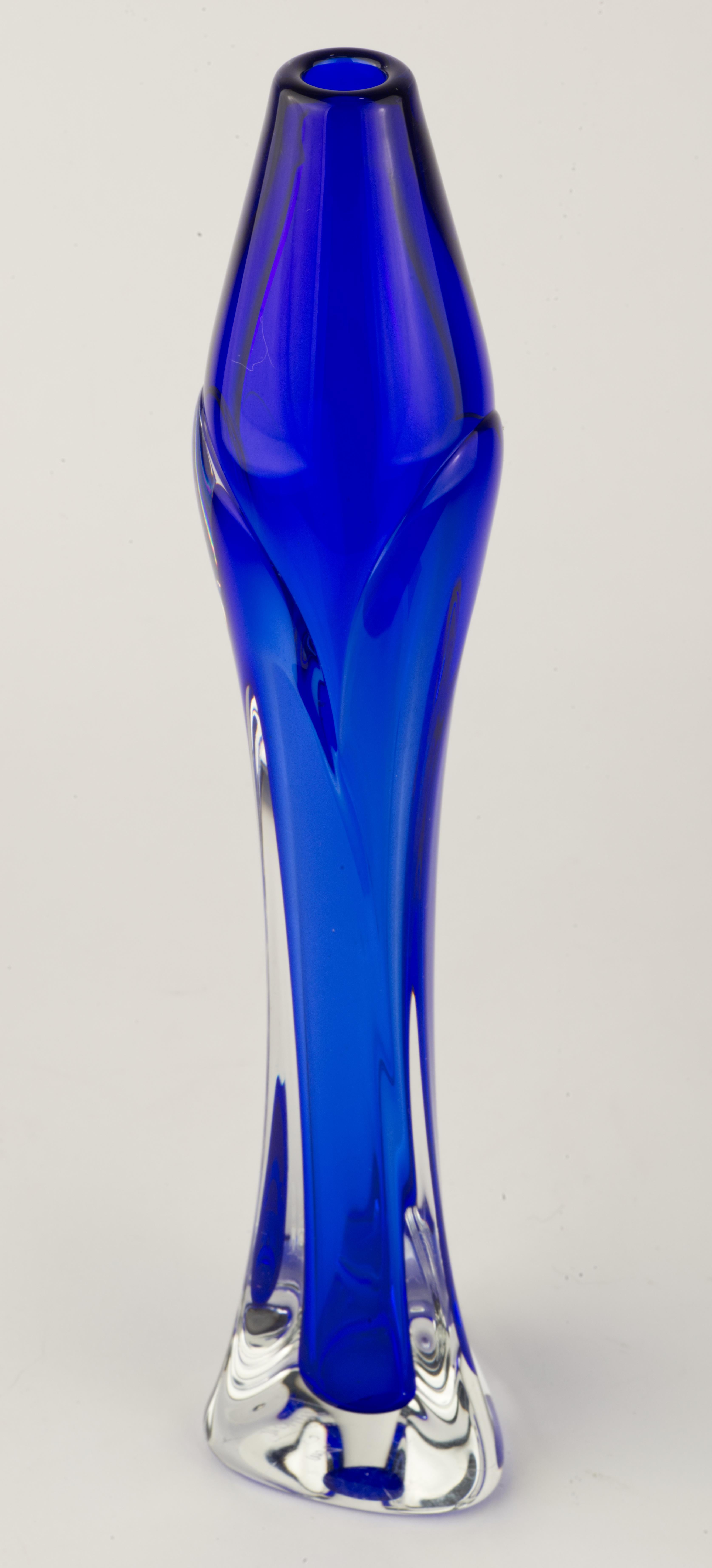 Vase Sommerso bleu cobalt, verre d'art américain de Jonathan Winfisky en vente 1