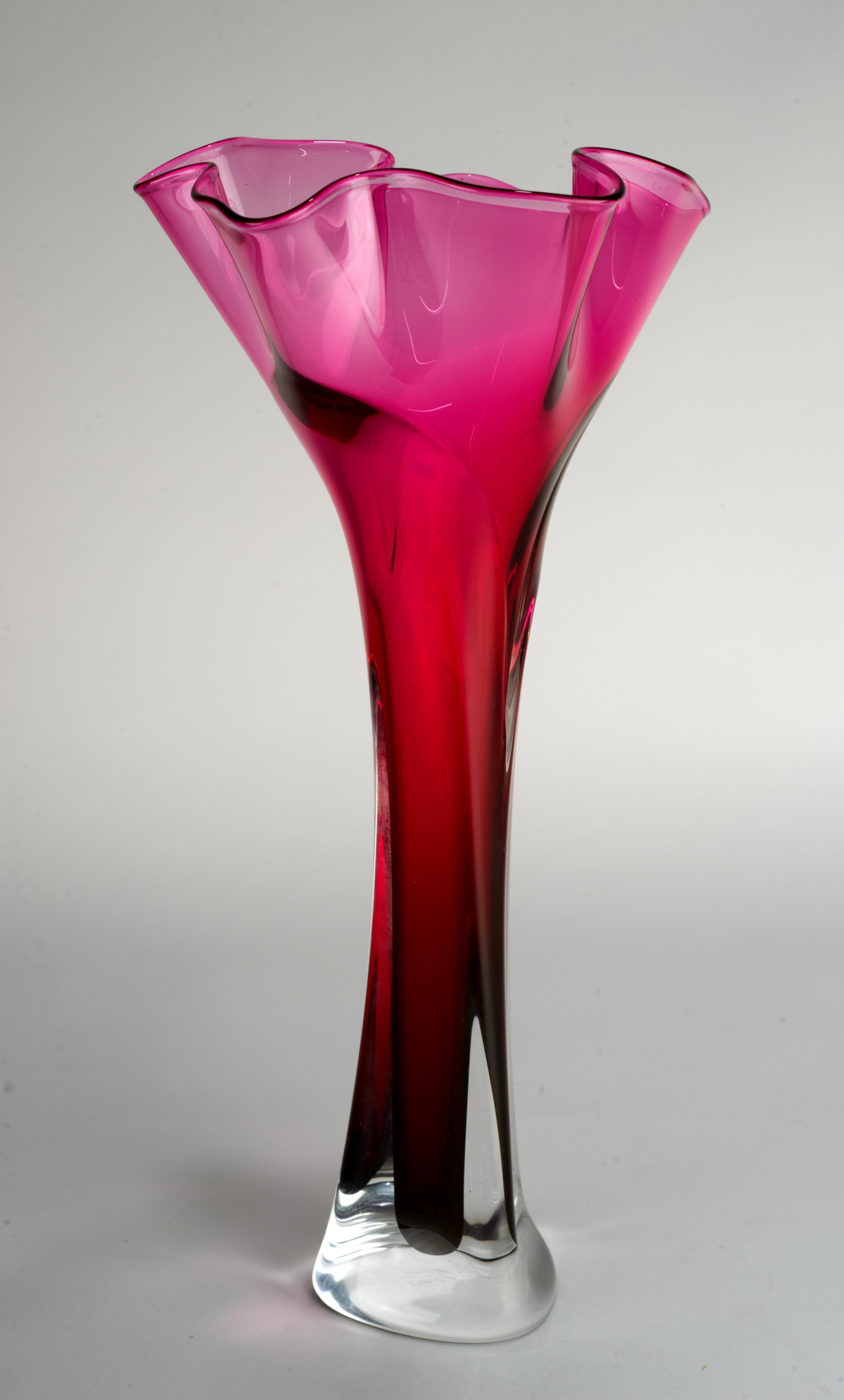 Jonathan Winfisky Sommerso Flower Top Bud Vase Pink Signed For Sale 1