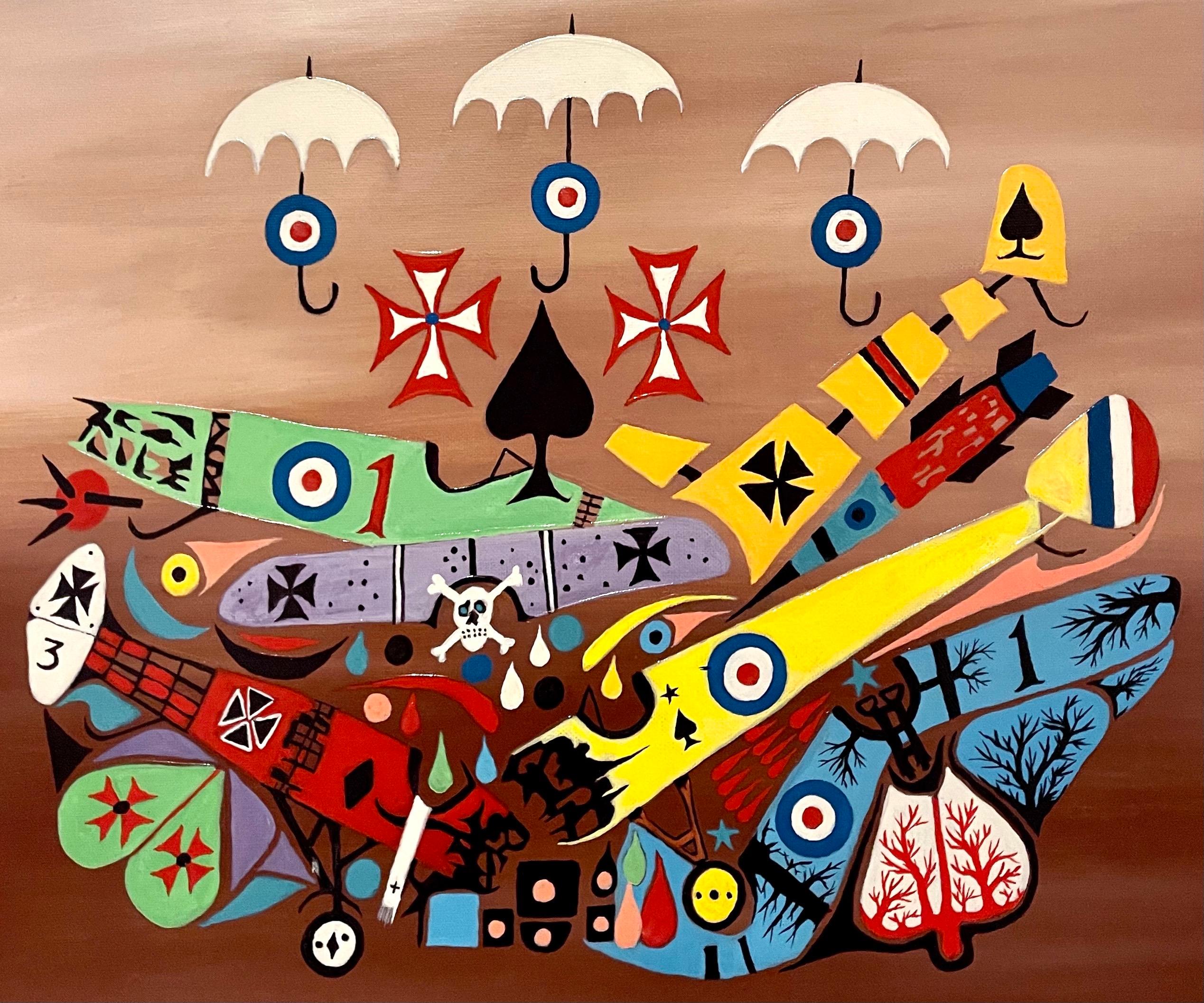 Peinture sur toile sérigraphiée d'un avion Hollywood Hang Ups Pop Art de Jonathan Winters en vente 1