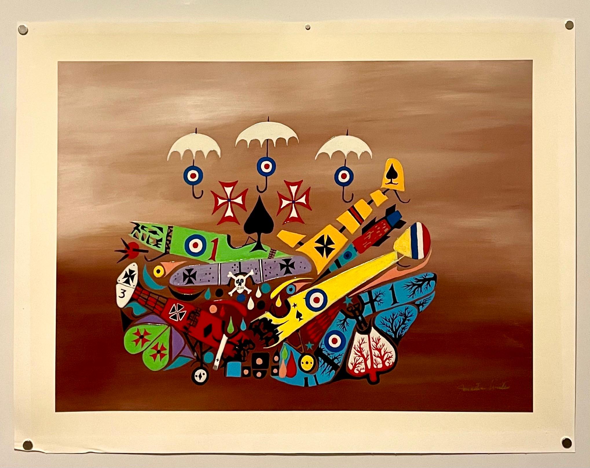 Jonathan Winters Serigrafia su tela Pittura Aereo Hollywood Up & Up Pop Art in vendita 7