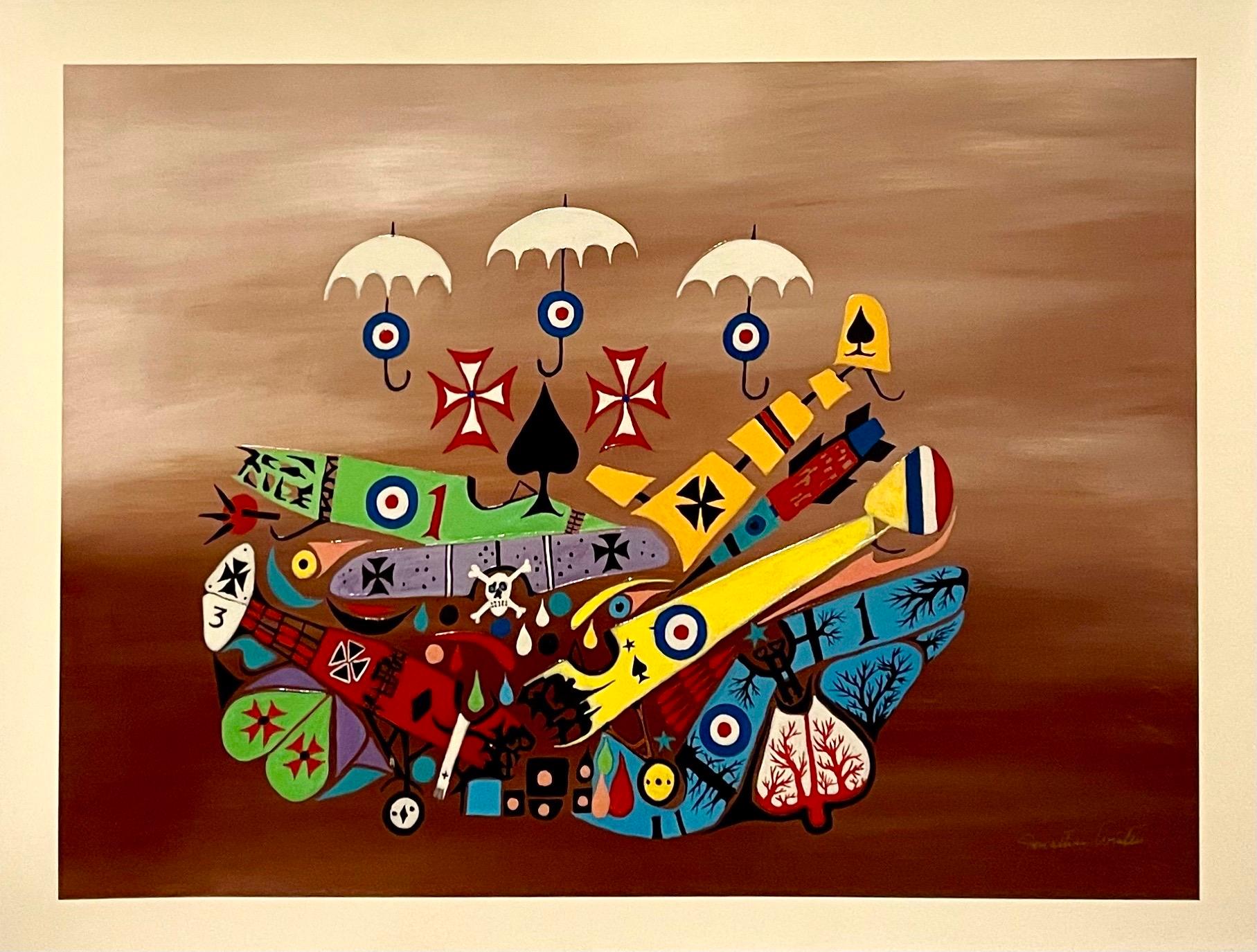 Jonathan Winters Serigrafía Lienzo Pintura Avión Hollywood Hang Ups Pop Art