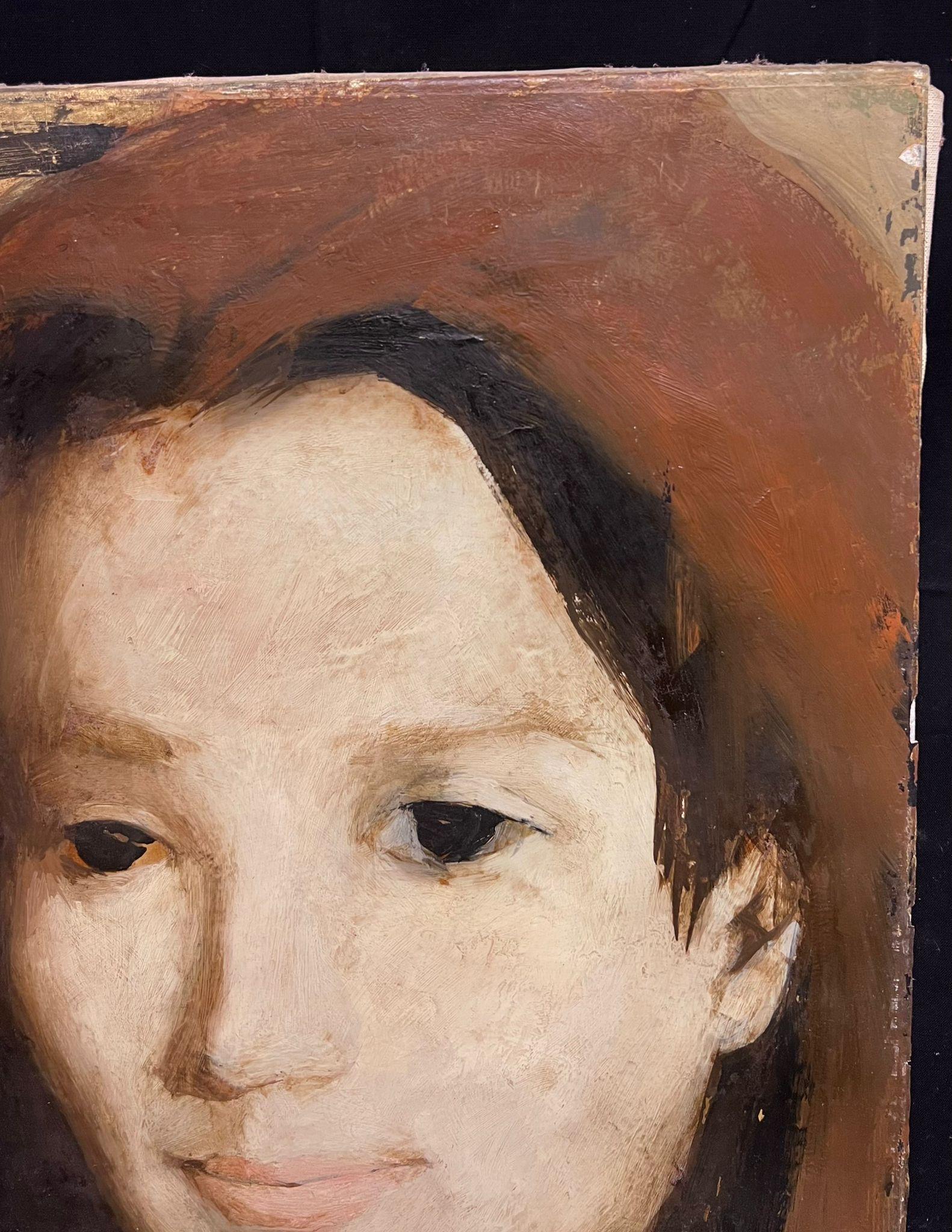 Modernistisches Porträt einer Künstlerin aus Monegasken, signiertes Ölgemälde, 1960er Jahre (Moderne), Painting, von Jonathan ZUTTER (1928-1998)