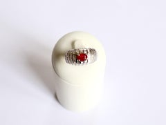 Jonc Ring in 18 Carat White Gold Oval Ruby and Diamonds