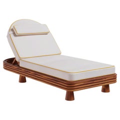Jondal Outdoor Sun Lounger in Iroko Wood with Adjustable Backrest