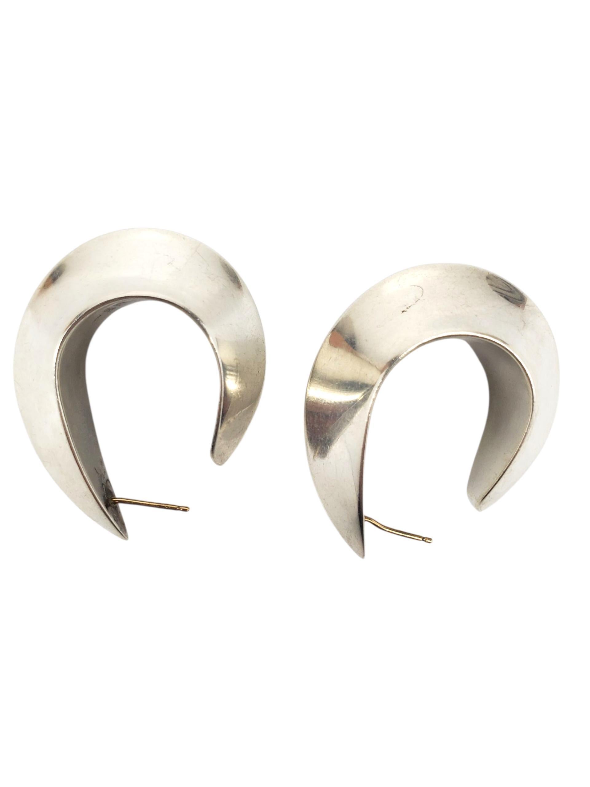 Moderne Jondell - Boucles d'oreilles sculpturales en argent sterling #22536 en vente