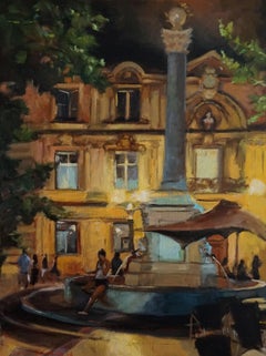 A Fountain in Aix en Provence, Oil Painting