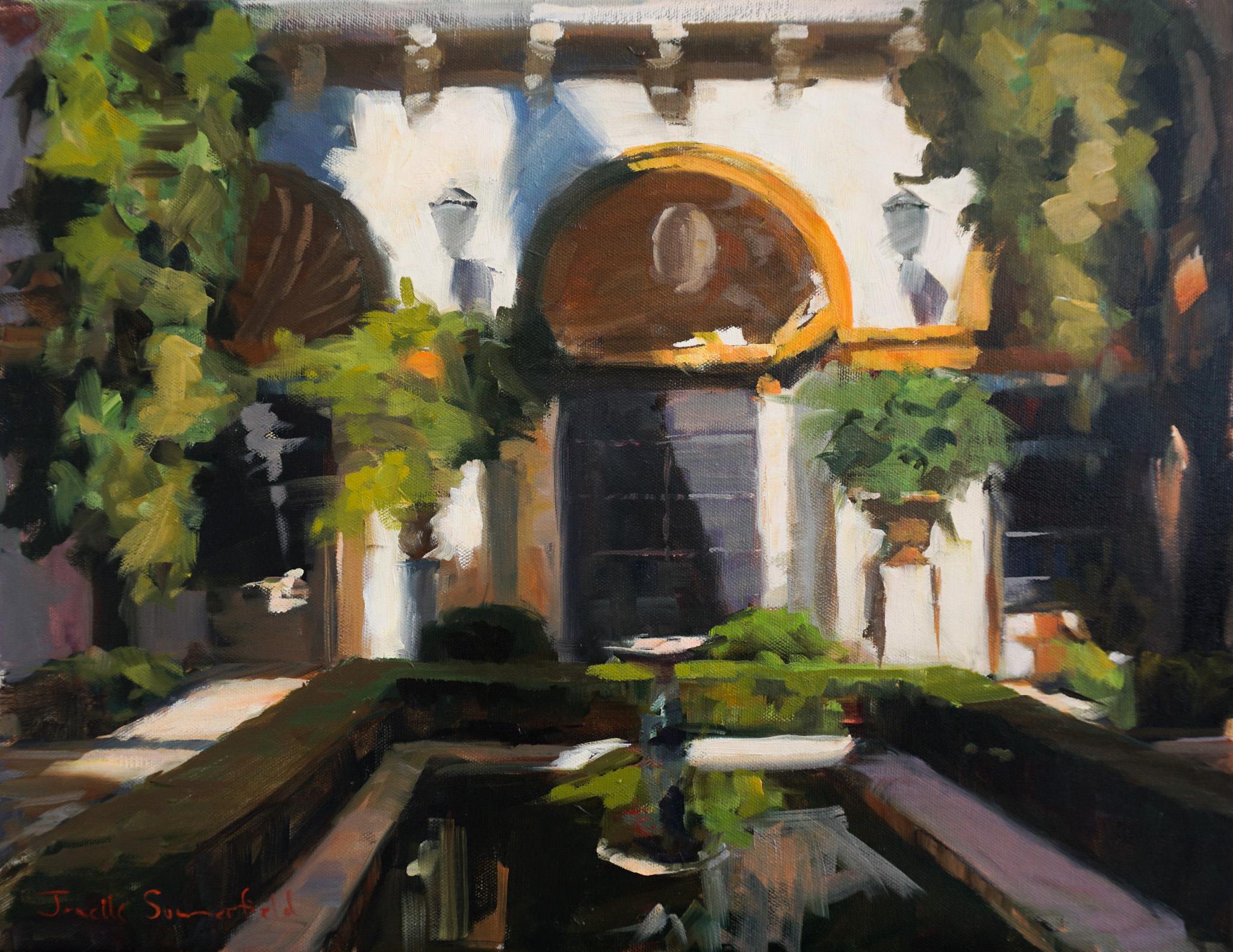 Jonelle Summerfield Interior Painting – Courtyard in Seville, Ölgemälde