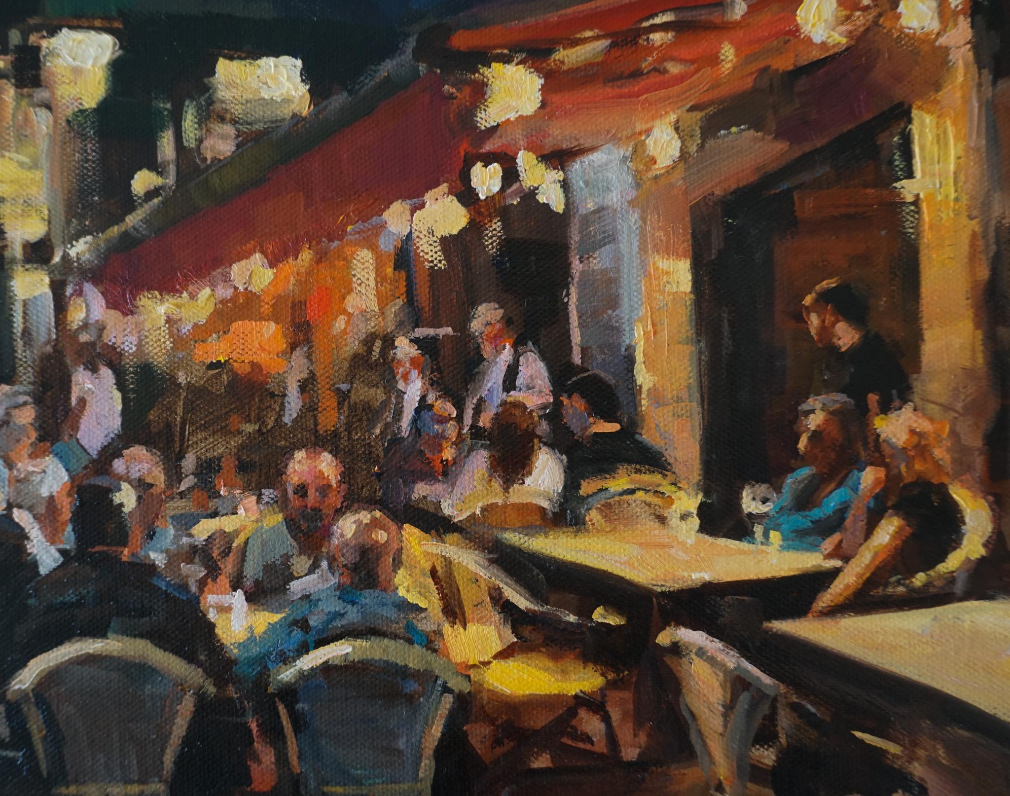 Leon Cafes at Night, Oil Painting For Sale 1