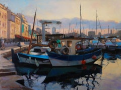 Marseille Harbor, Oil Painting