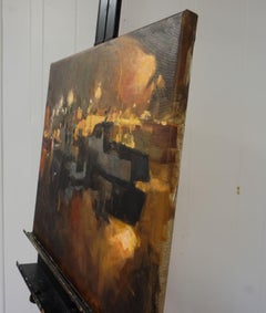 Nighttime in Rockport, MA, Abstract Oil Painting