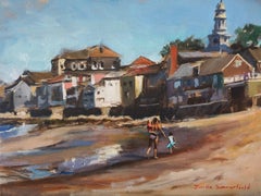 Playdate at Rockport Beach, Oil Painting