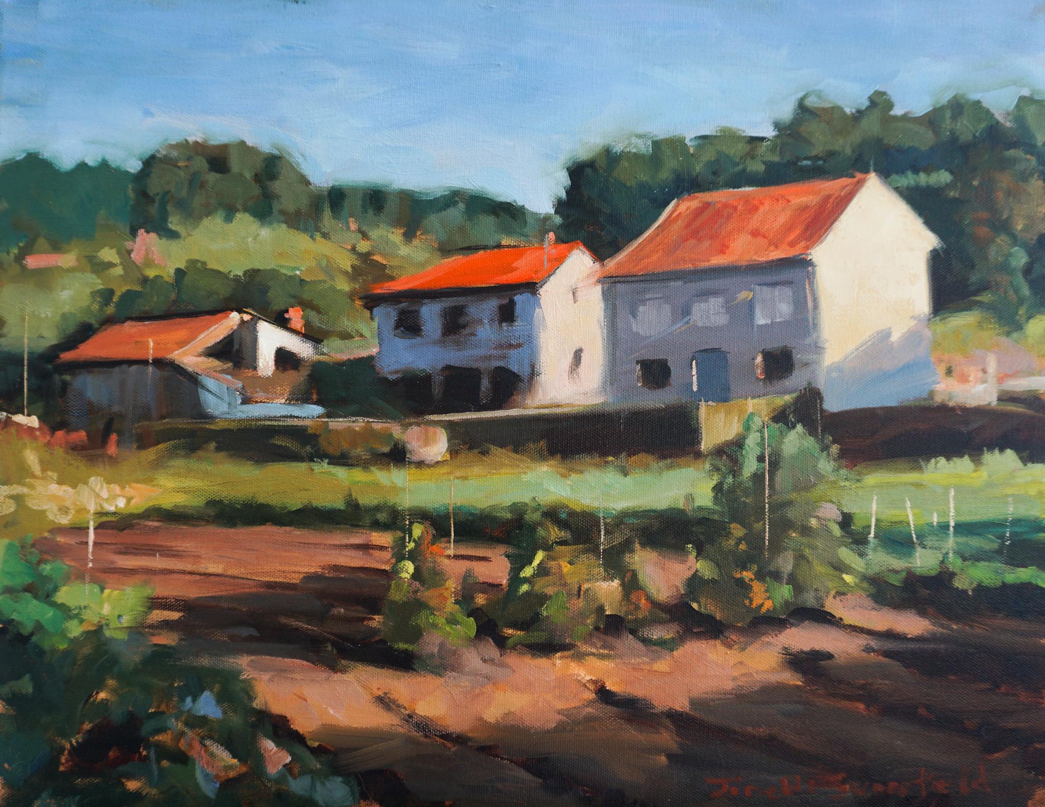 Peinture à l'huile du Camino Frances