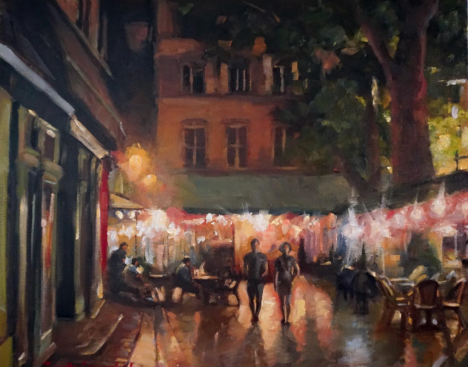 Summer Night in Aix en Provence, Oil Painting