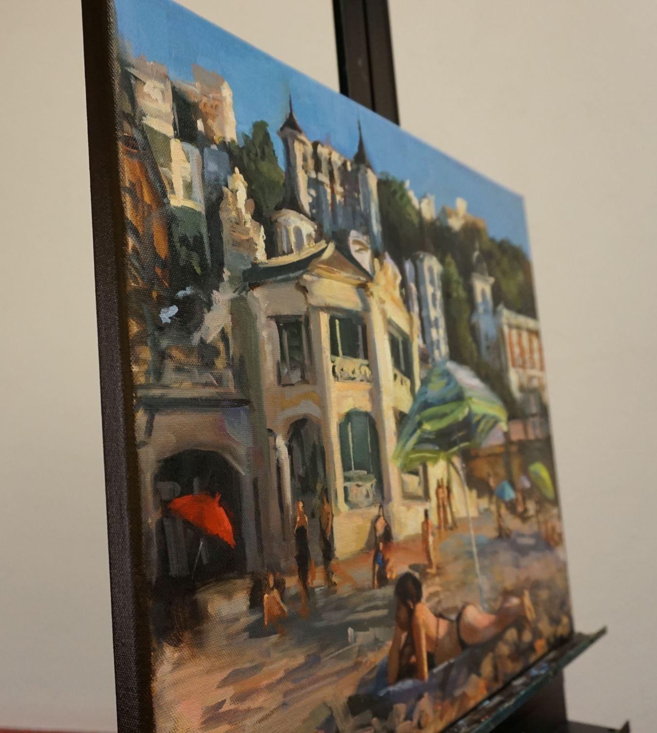 Tomar el sol en San Sebastián, Pintura al óleo - Art Impresionista de Jonelle Summerfield