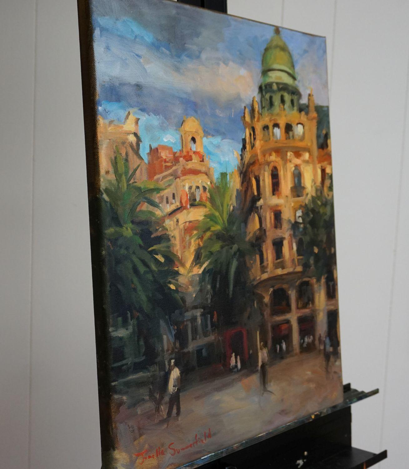 Una Plaza de Valencia, Pintura al Óleo - Art Impresionista de Jonelle Summerfield