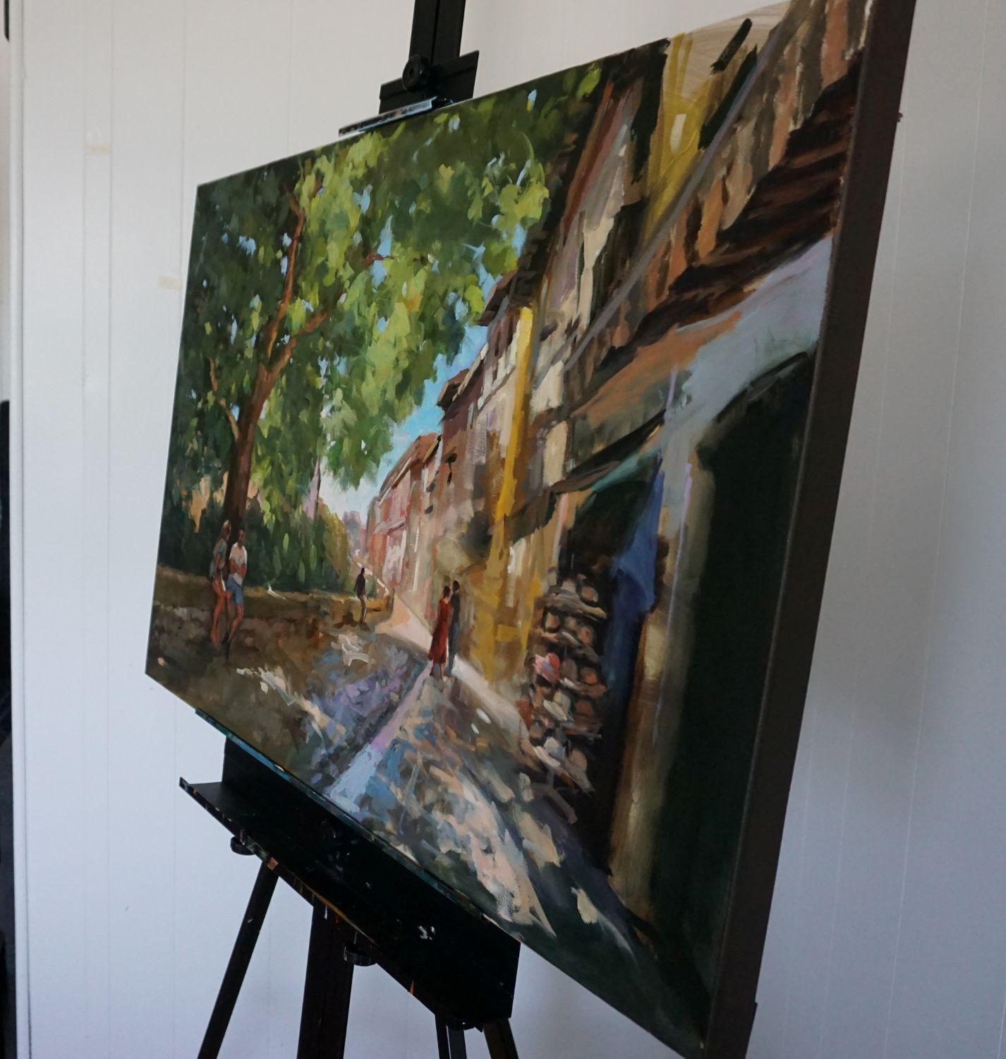 Passeggiata a Granada, Pittura a olio - Painting di Jonelle Summerfield