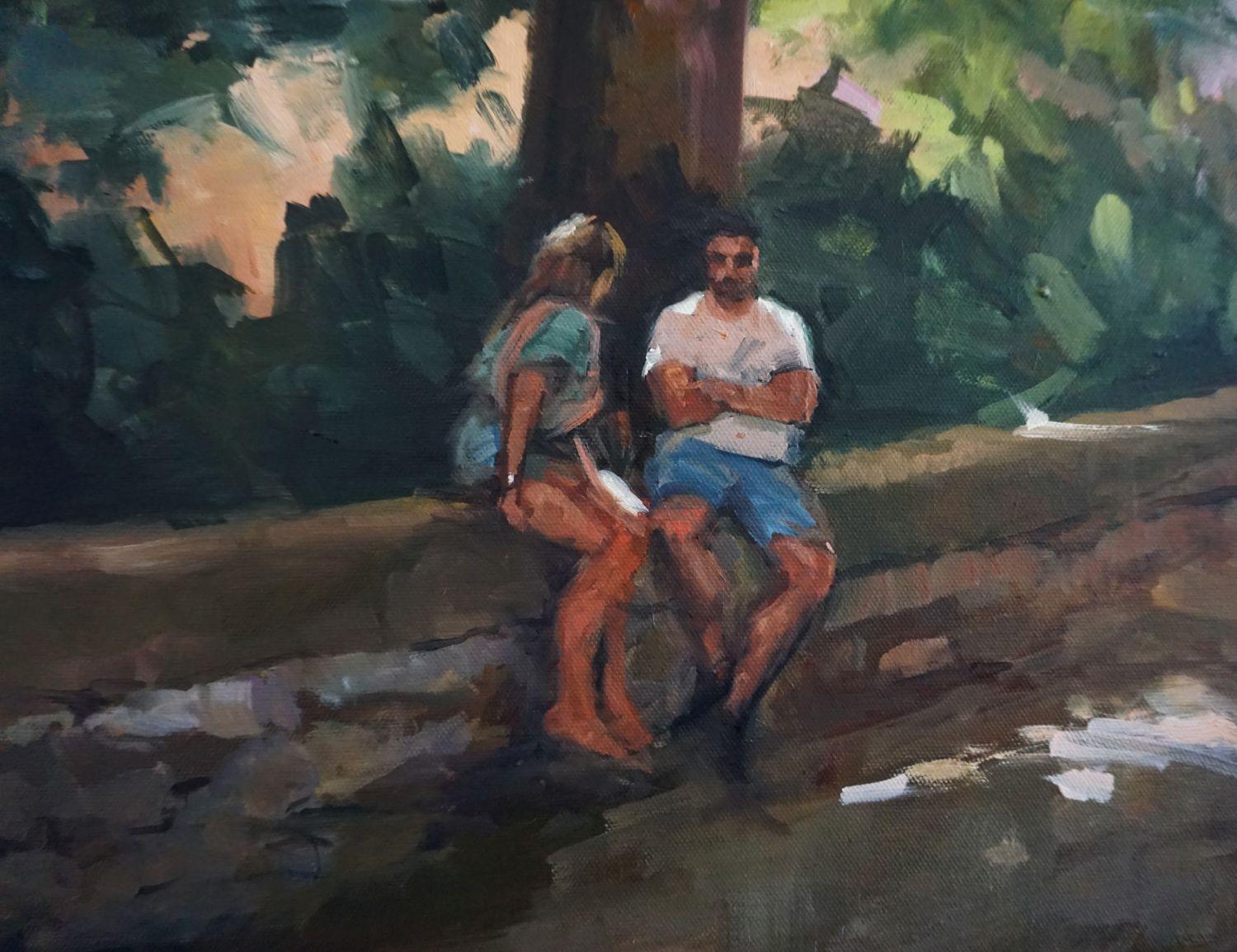 Passeggiata a Granada, Pittura a olio - Interior Painting Nero di Jonelle Summerfield