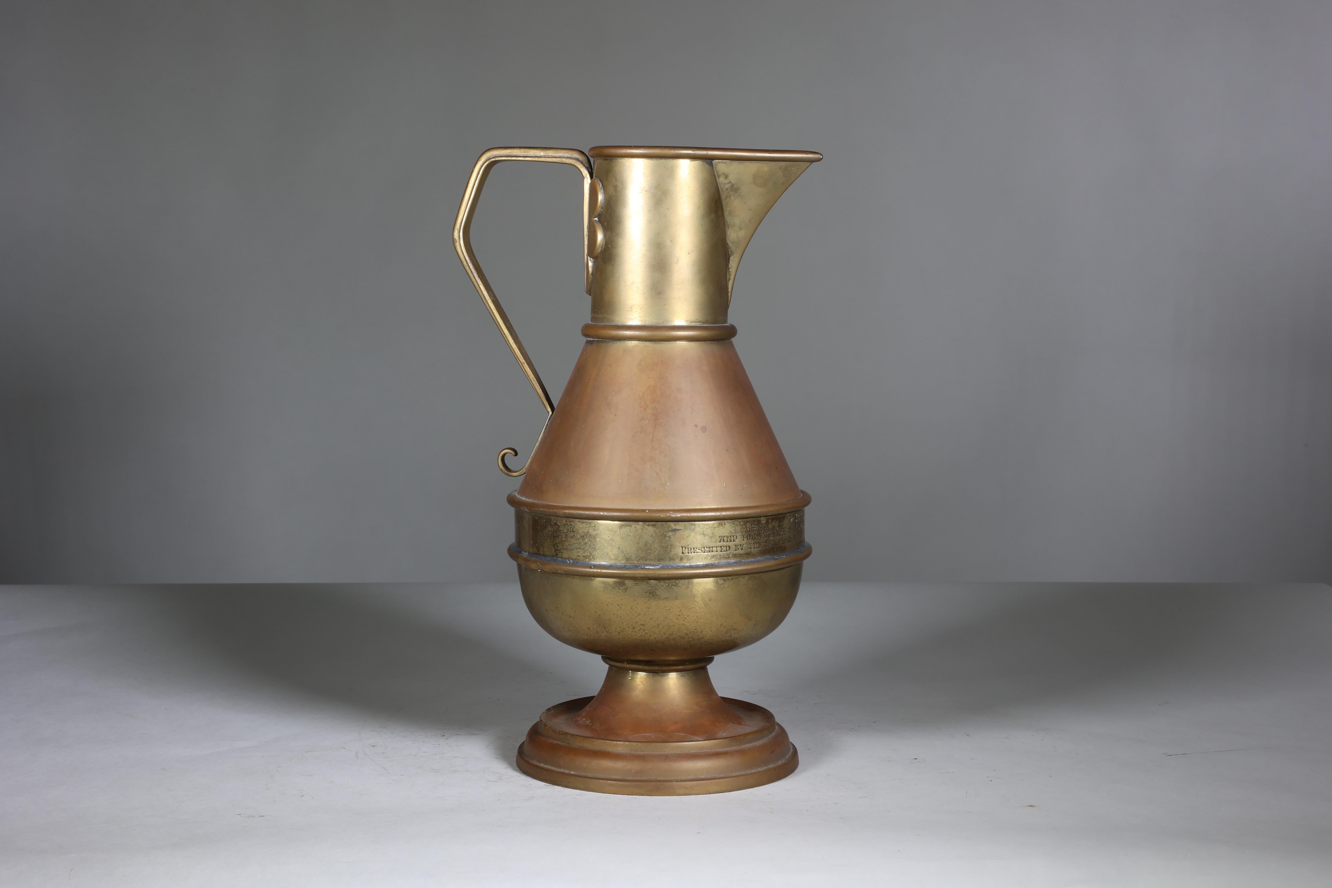 Late 19th Century Jones & Willis Gothic Revival brass jug from the Church of St Barnabas of Darwen For Sale