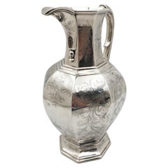 Jones, Ball & Poor Coin Silver Mid-19th Century Pitcher with Floral Motifs