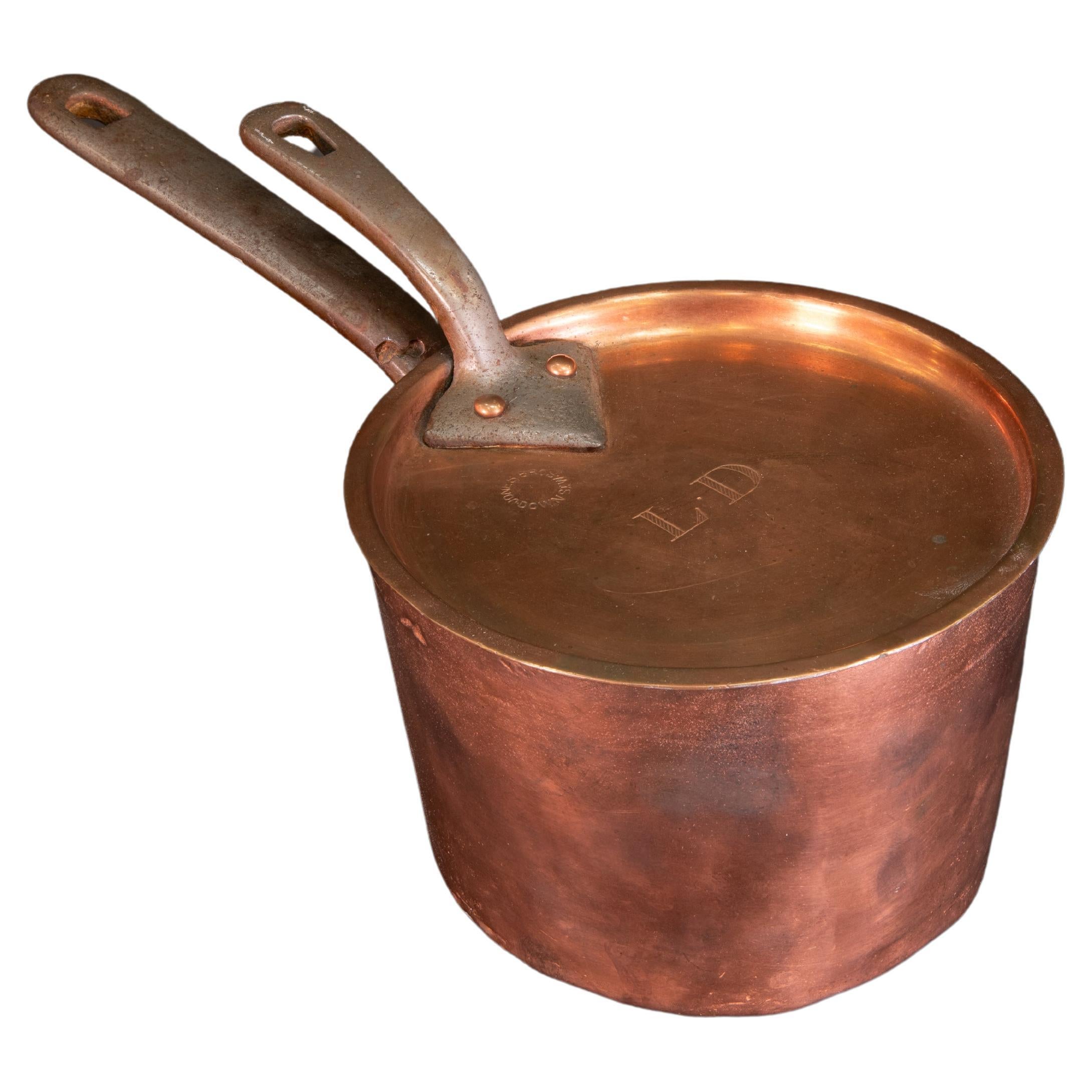 JONES BROS. Pot en cuivre du 19ème siècle avec couvercle