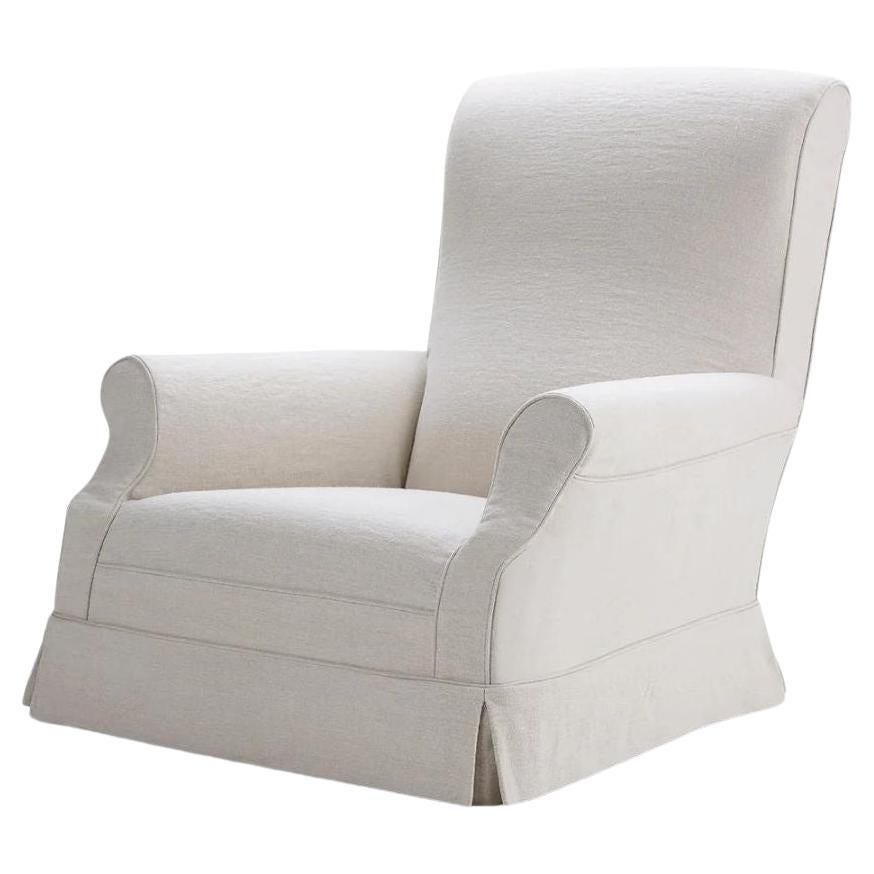 Jones Linen Slipcover Armchair, Custom Made in Spain For Sale