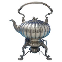 Jones Shreve & Brown Co Sterling Silver Kettle on Stand Melon Shaped '#6008'