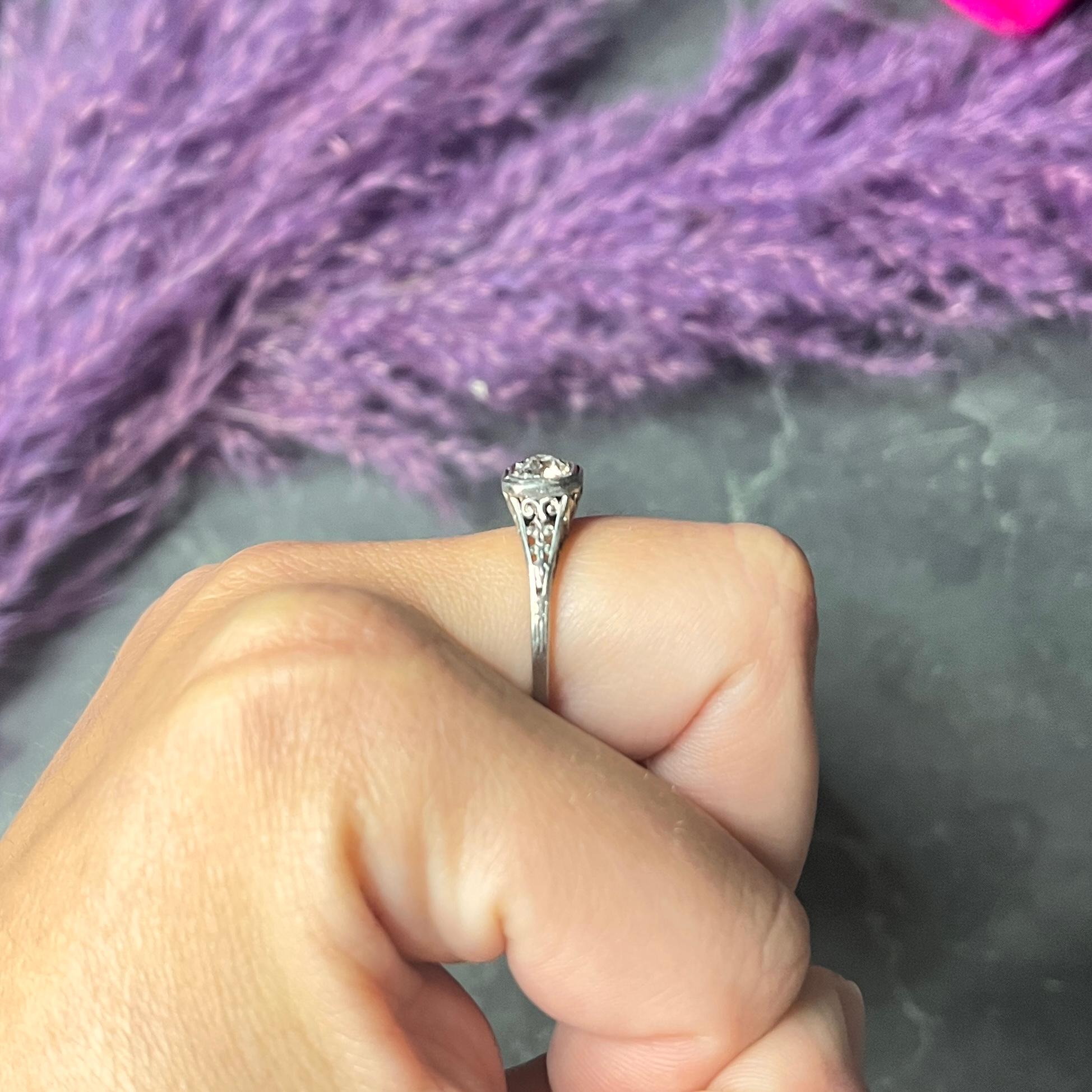 Jones & Woodland 0.35 Carat Old Mine Diamond Platinum Engagement Ring 6