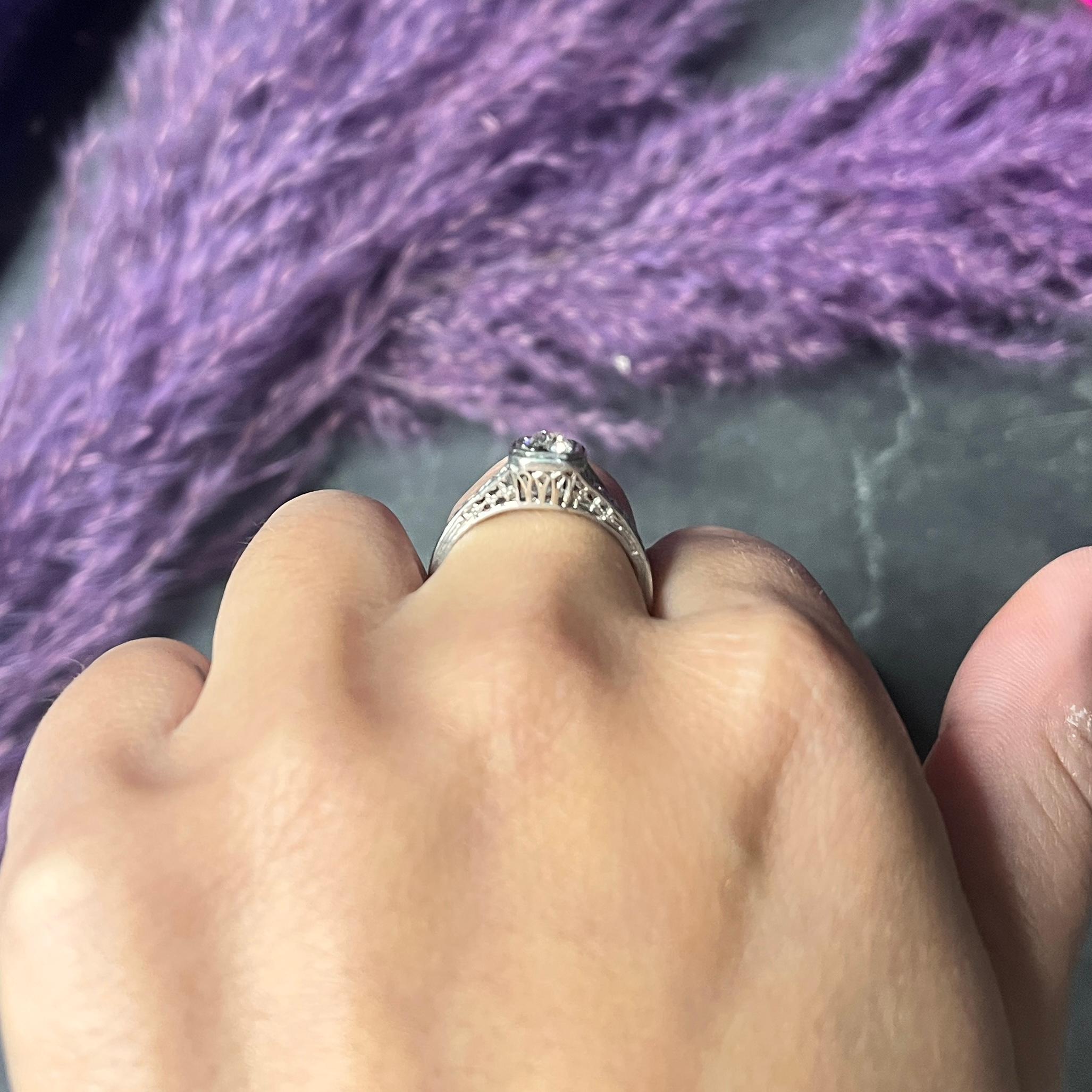 Jones & Woodland 0.35 Carat Old Mine Diamond Platinum Engagement Ring For Sale 7