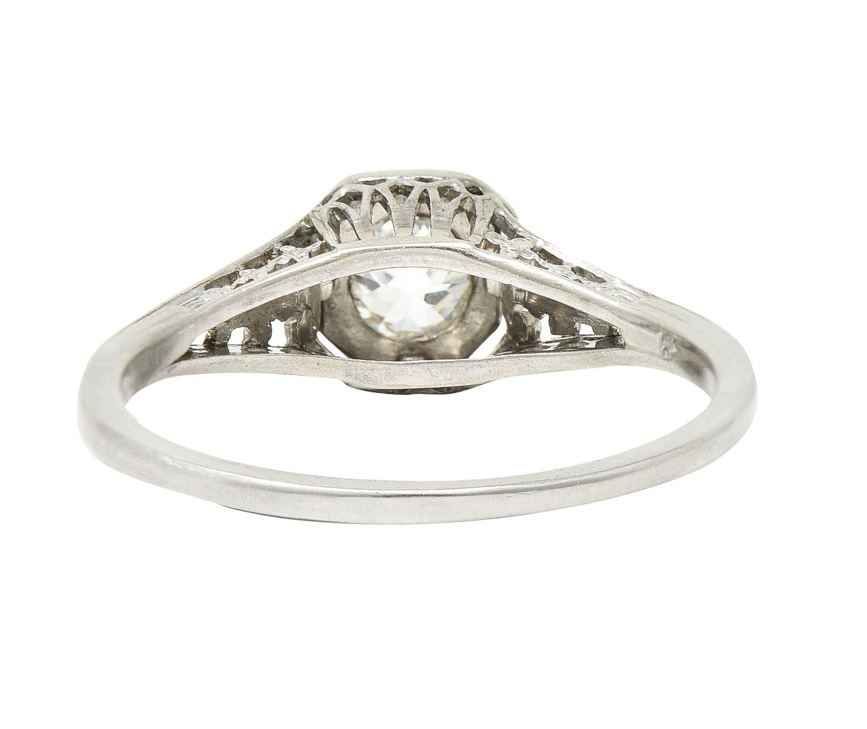 Art Deco Jones & Woodland 0.35 Carat Old Mine Diamond Platinum Engagement Ring For Sale