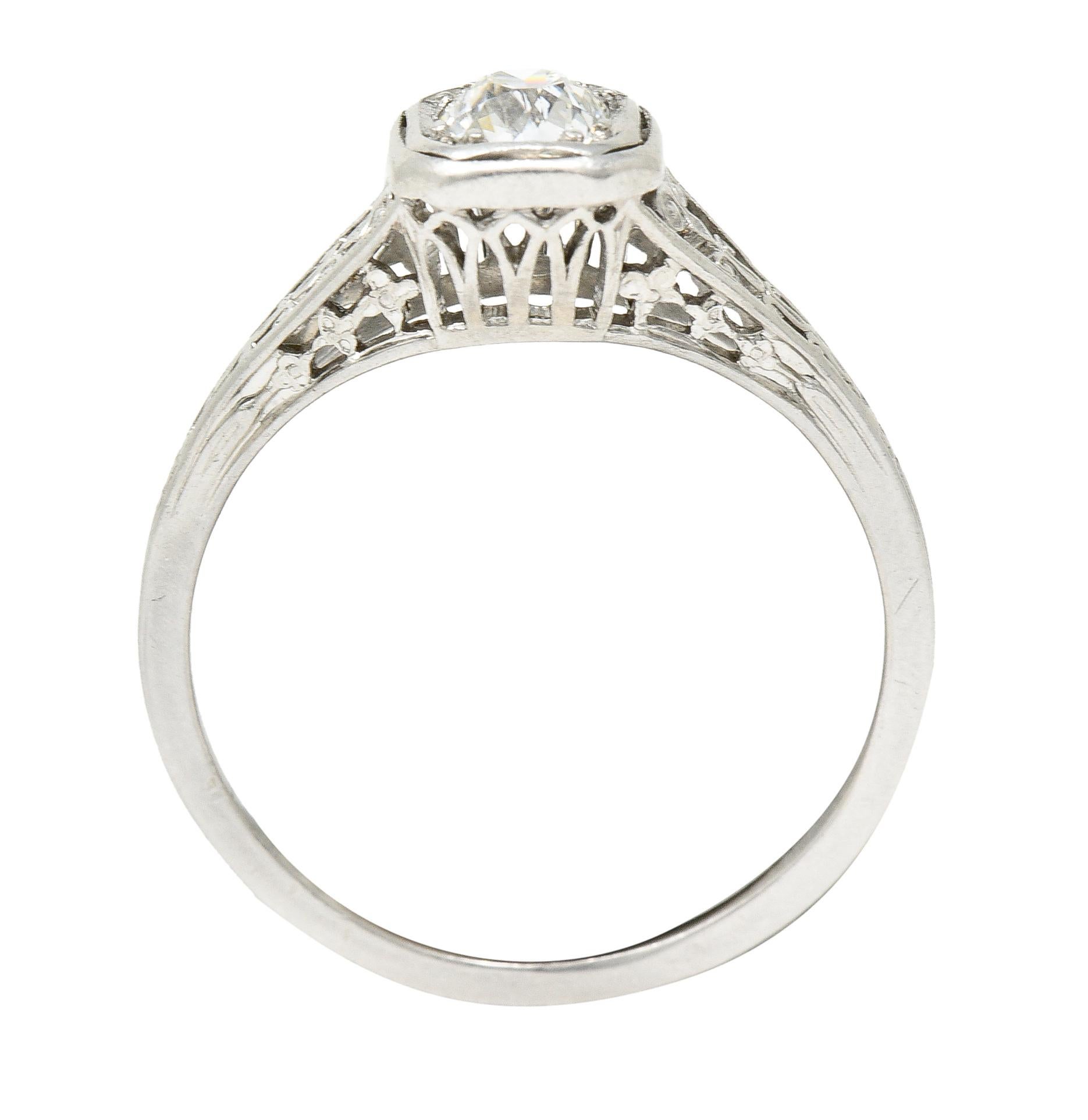 Jones & Woodland 0.35 Carat Old Mine Diamond Platinum Engagement Ring For Sale 2