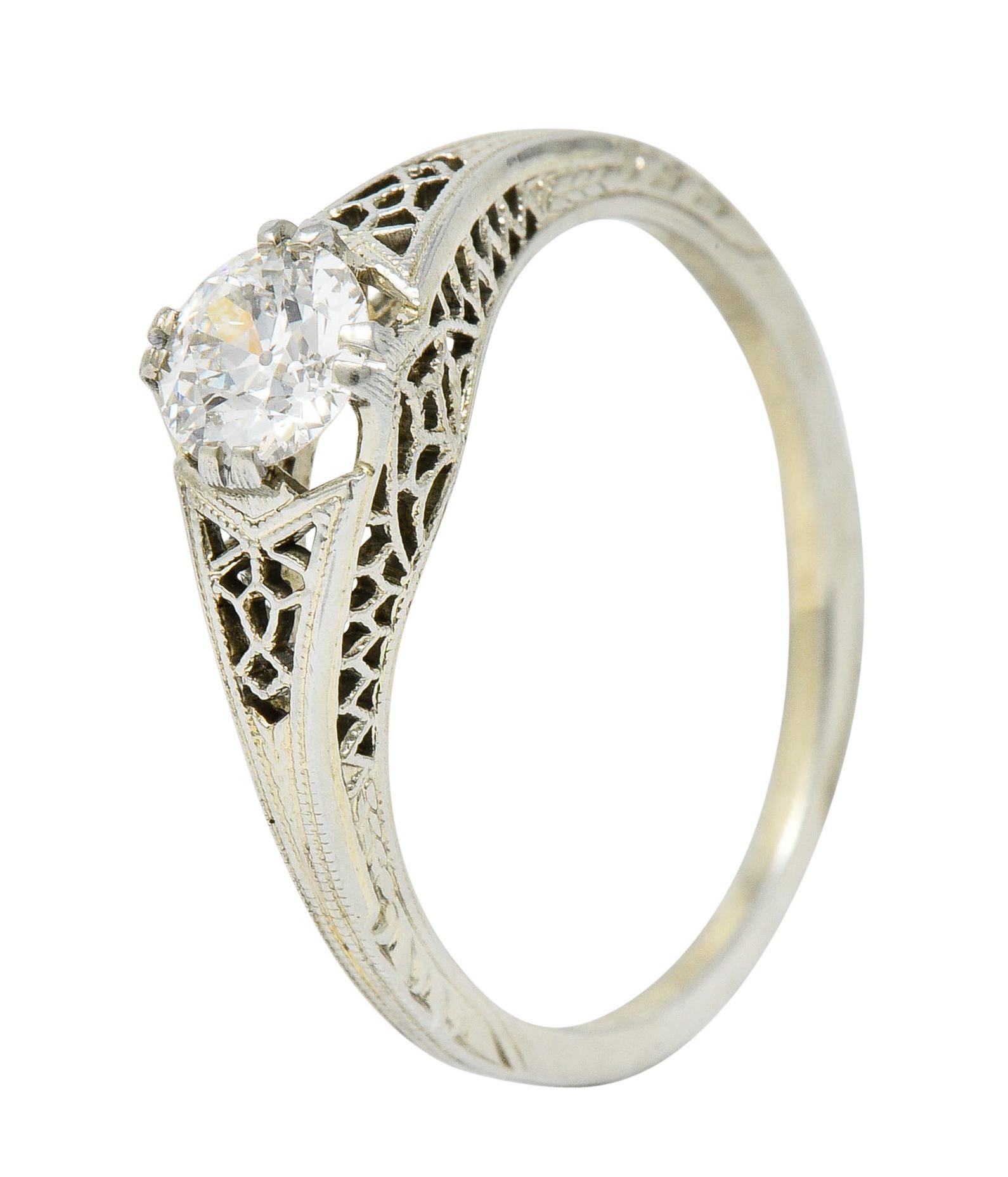 Jones & Woodland Co. 0.44 Carat Diamond 18 Karat White Gold Engagement Ring 1