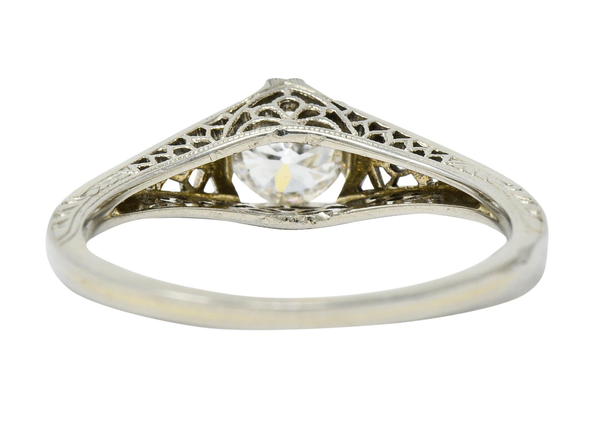 Retro Jones & Woodland Co. 0.44 Carat Diamond 18 Karat White Gold Engagement Ring