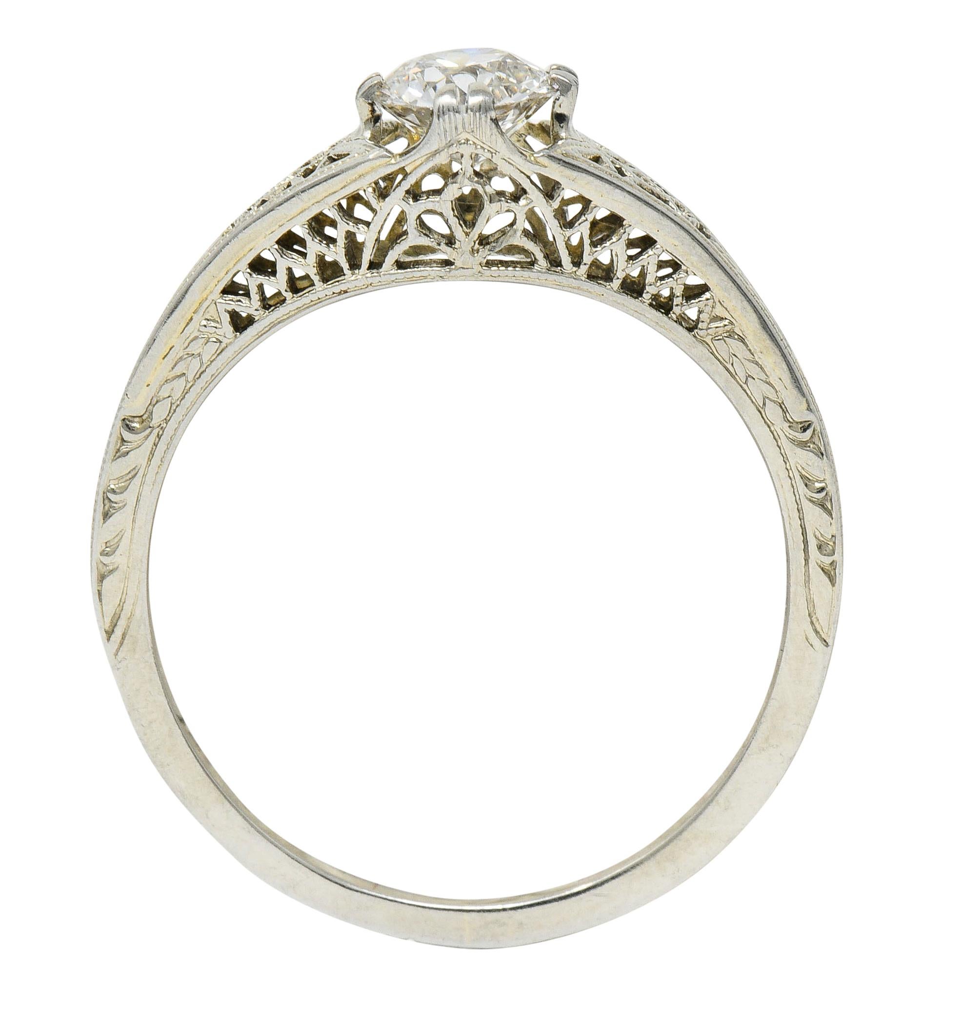 Women's or Men's Jones & Woodland Co. 0.44 Carat Diamond 18 Karat White Gold Engagement Ring