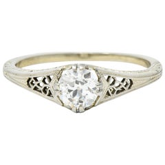 Jones & Woodland Co. 0.44 Carat Diamond 18 Karat White Gold Engagement Ring