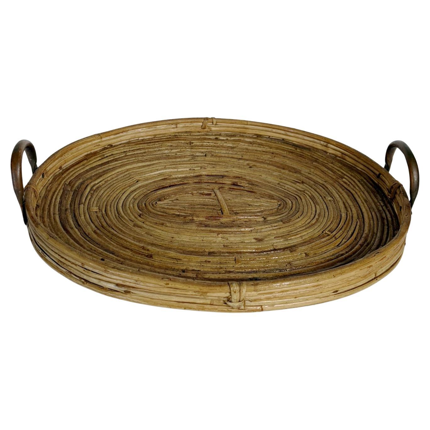 Jong and brass tray, France, 1960 For Sale