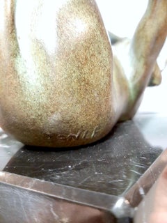 Jongleur Table Lamp of a Cat with a Glass Ball by Janle and Max Le Verrier