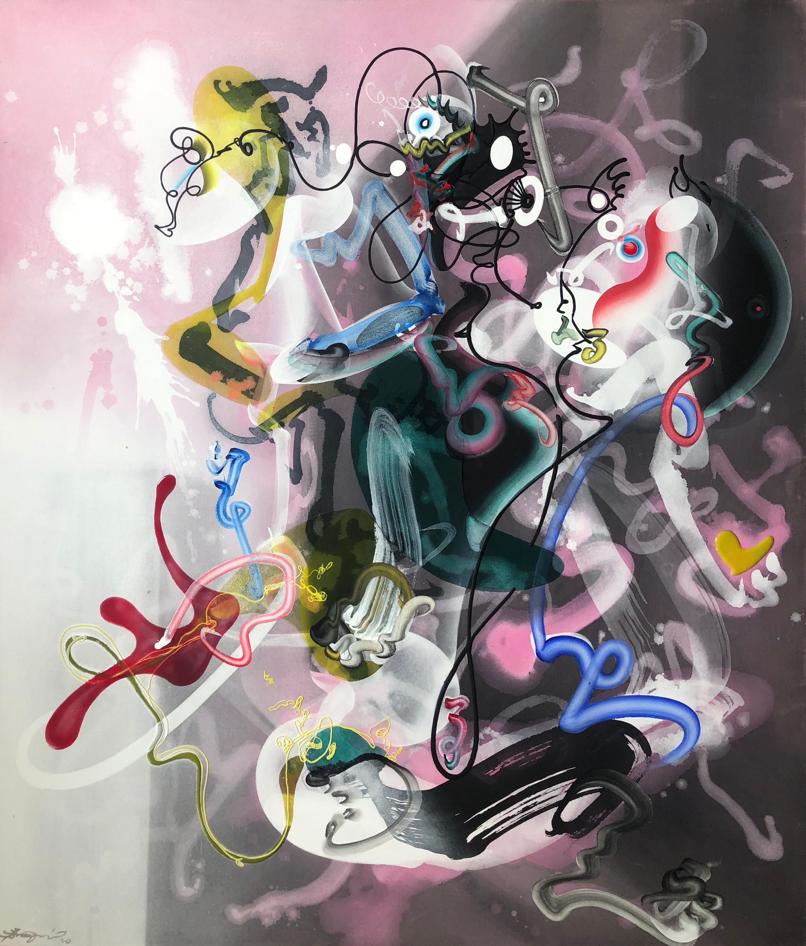 Nirvana, pink and gray abstract painting - Mixed Media Art by Jongwang Lee