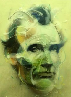 Lincoln 1860, acrylic, resin, and sumi ink on canvas over panel, 36 x 24 inches.