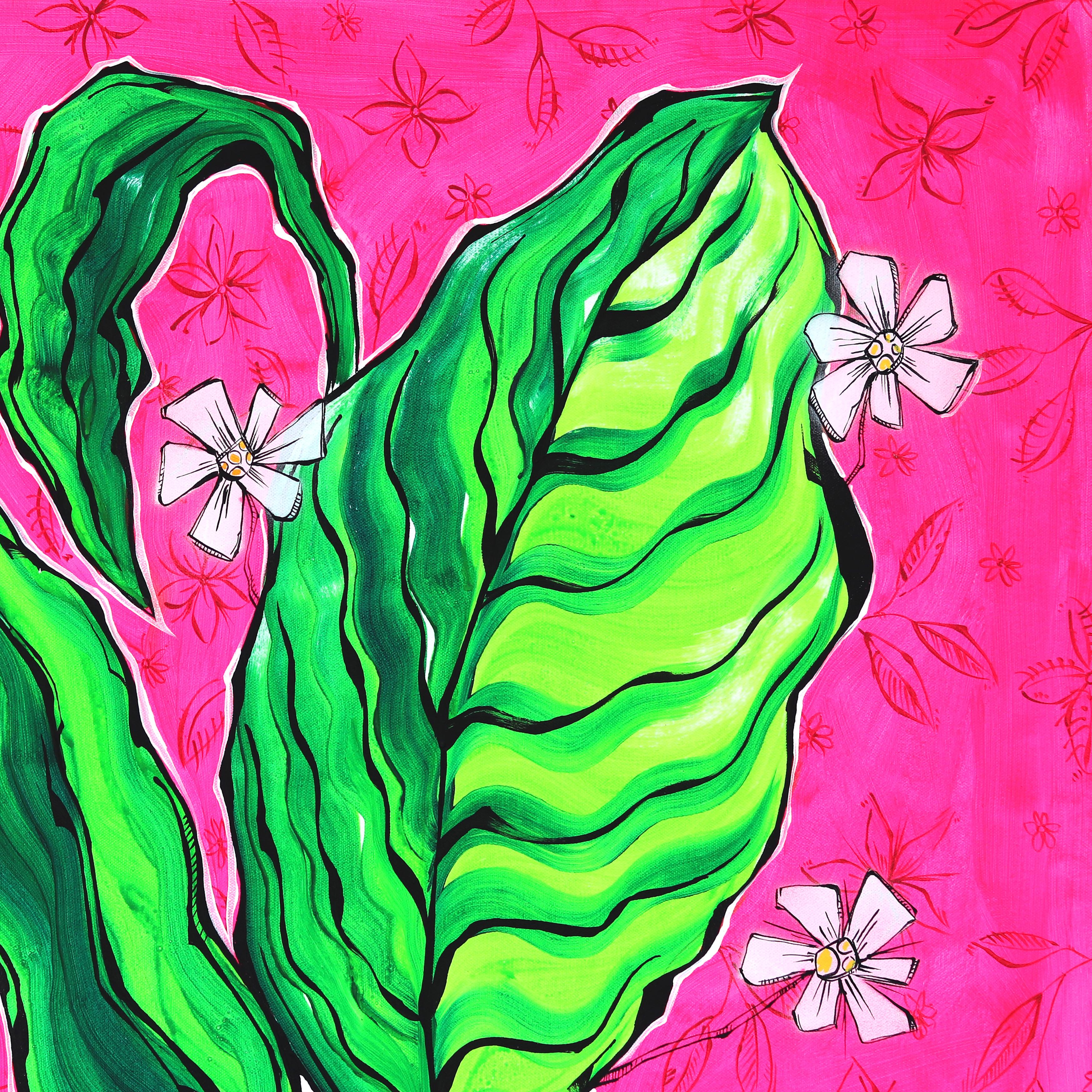 A Design for Life - Abstract Colorful Books Plant Still Life Acrylic Painting For Sale 2