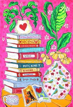 Un diseño para la vida - Pintura acrílica abstracta y colorida de bodegones de plantas de libros